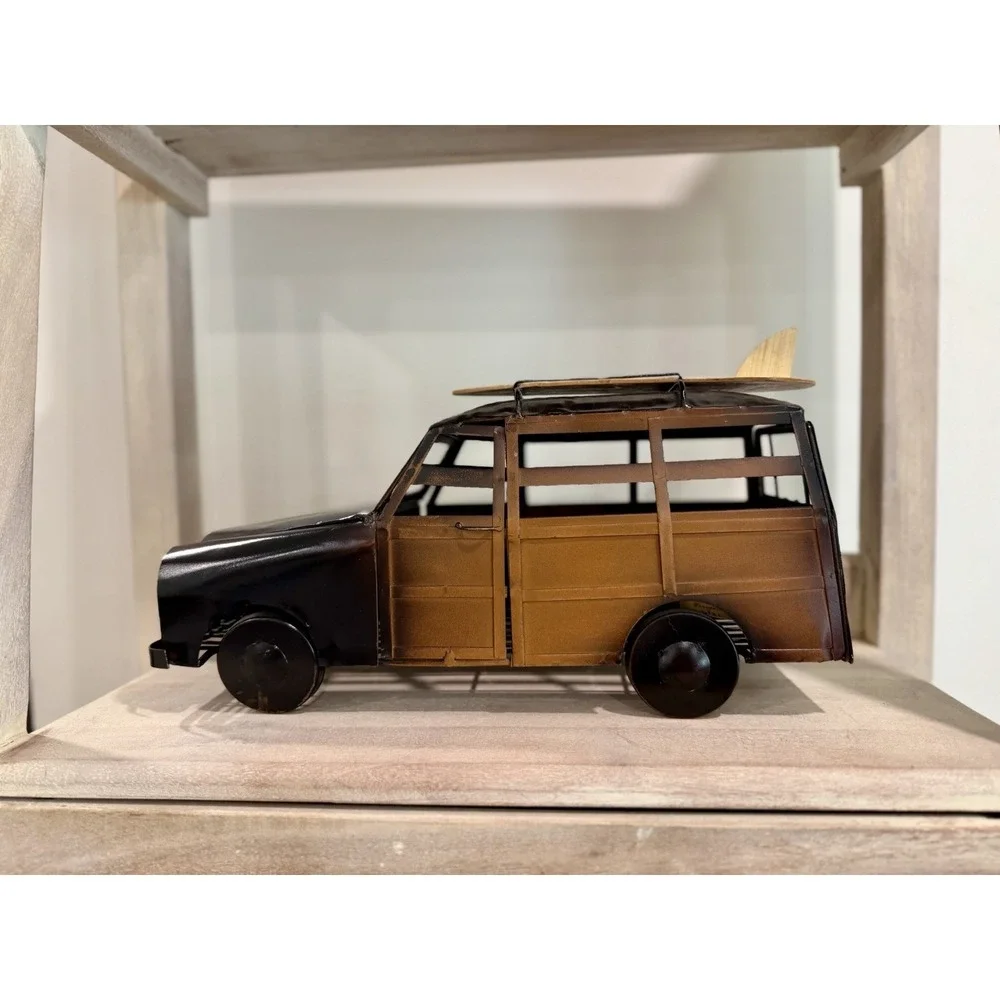 Epic Woody Cork Cage Vintage Beach Cruiser Car Wine Holder Brown Metal Surfboard